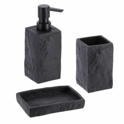 Set d'accessoires salle de bain Effet Pierre Noir