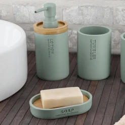 Set d'accessoires salle de bain Purebamboo Vert eucalyptus
