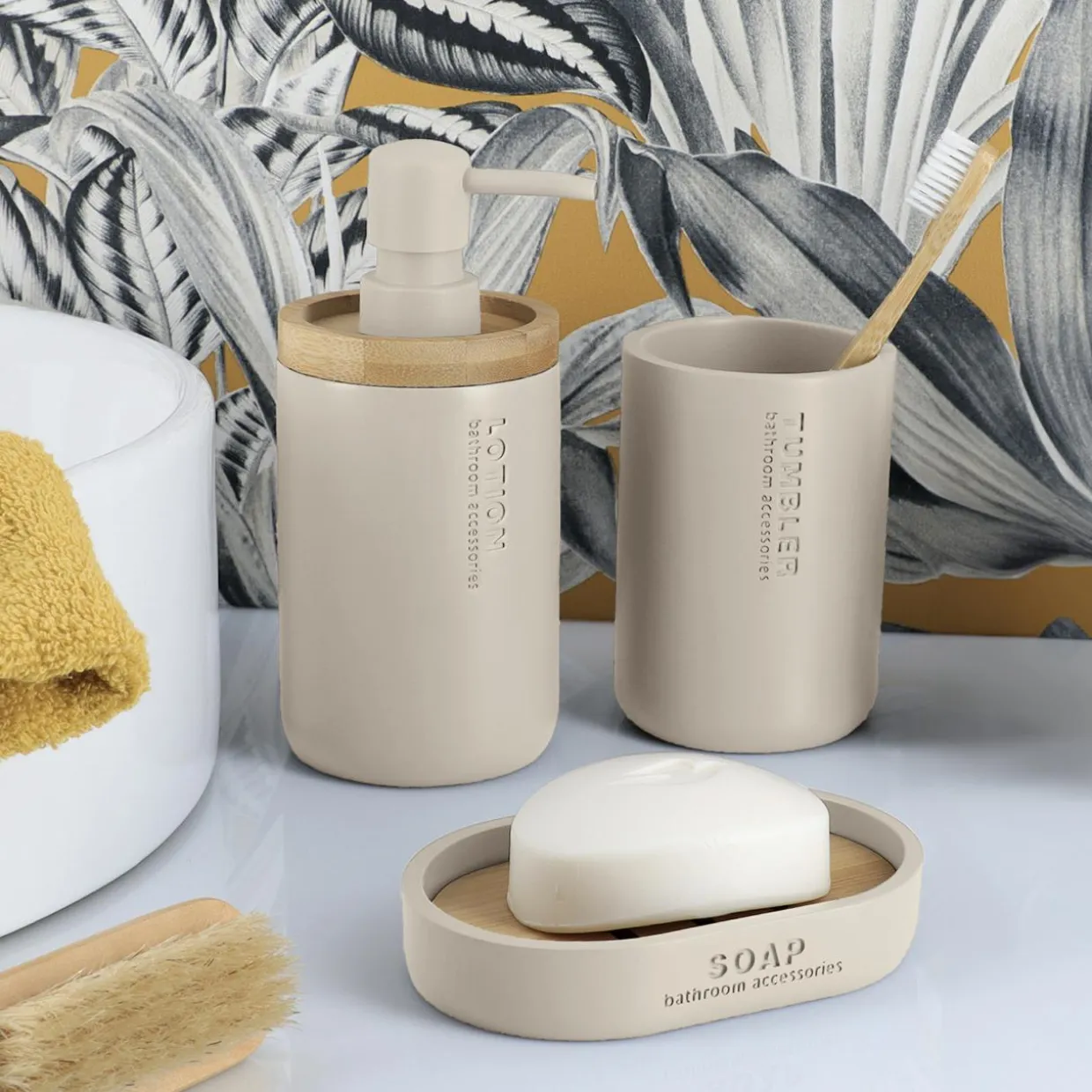 Set d'accessoires salle de bain Purebamboo Beige