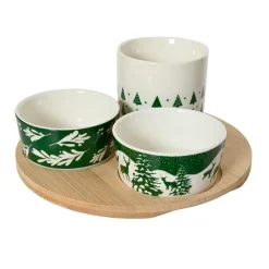 Set à tapas 3 bols (D20 cm) Forêt enneigée Vert et blanc