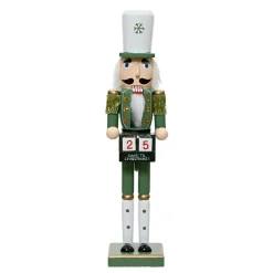 Soldat Casse-noisette en bois (H38 cm) Henri et Calendrier Vert
