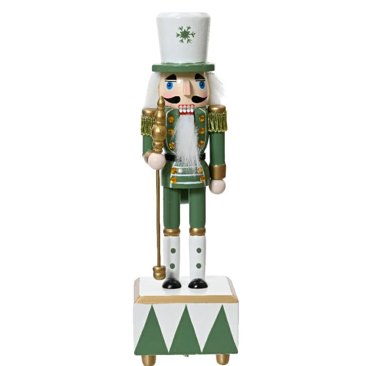 Soldat Casse-noisette Musical en bois (H30 cm) Edouard Impérial Vert et blanc