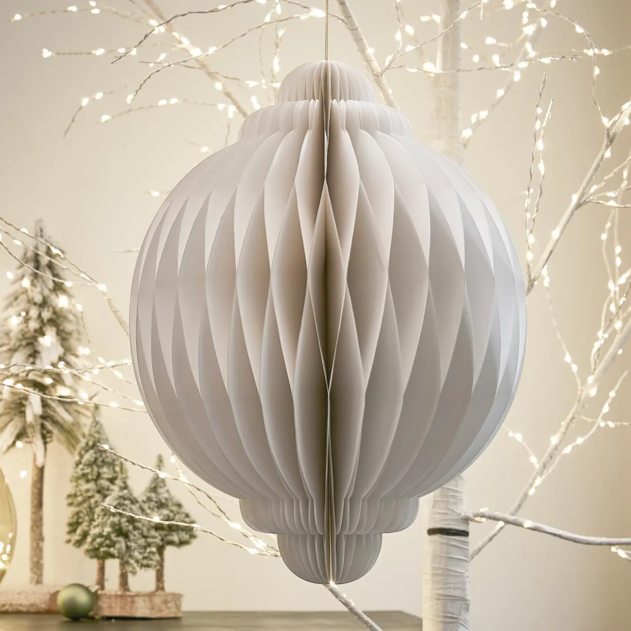 Sphère en papier à suspendre (H40 cm) Fermeture Magnétique Blanc