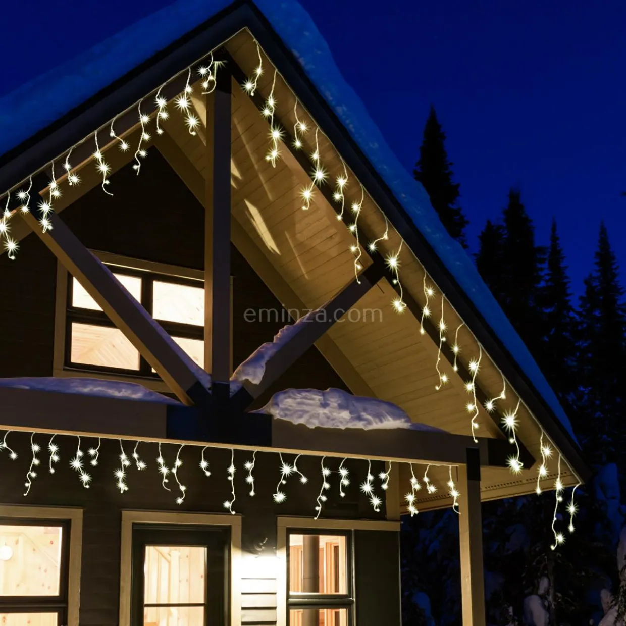 Stalactite lumineuse 20 m 490 LED câble blanc Stars Blanc chaud