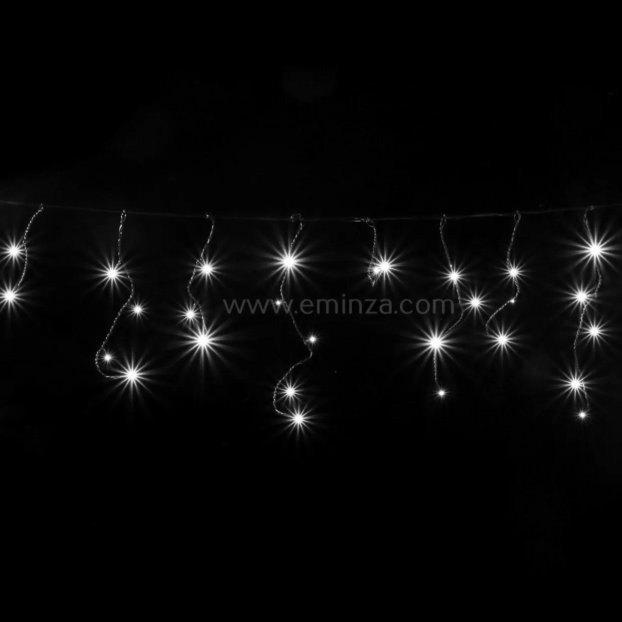 Stalactite lumineuse 11 m 259 LED câble noir Stars Blanc froid