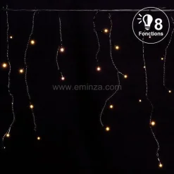 Stalactite lumineuse 7,50 m 175 LED câble noir Blanc chaud