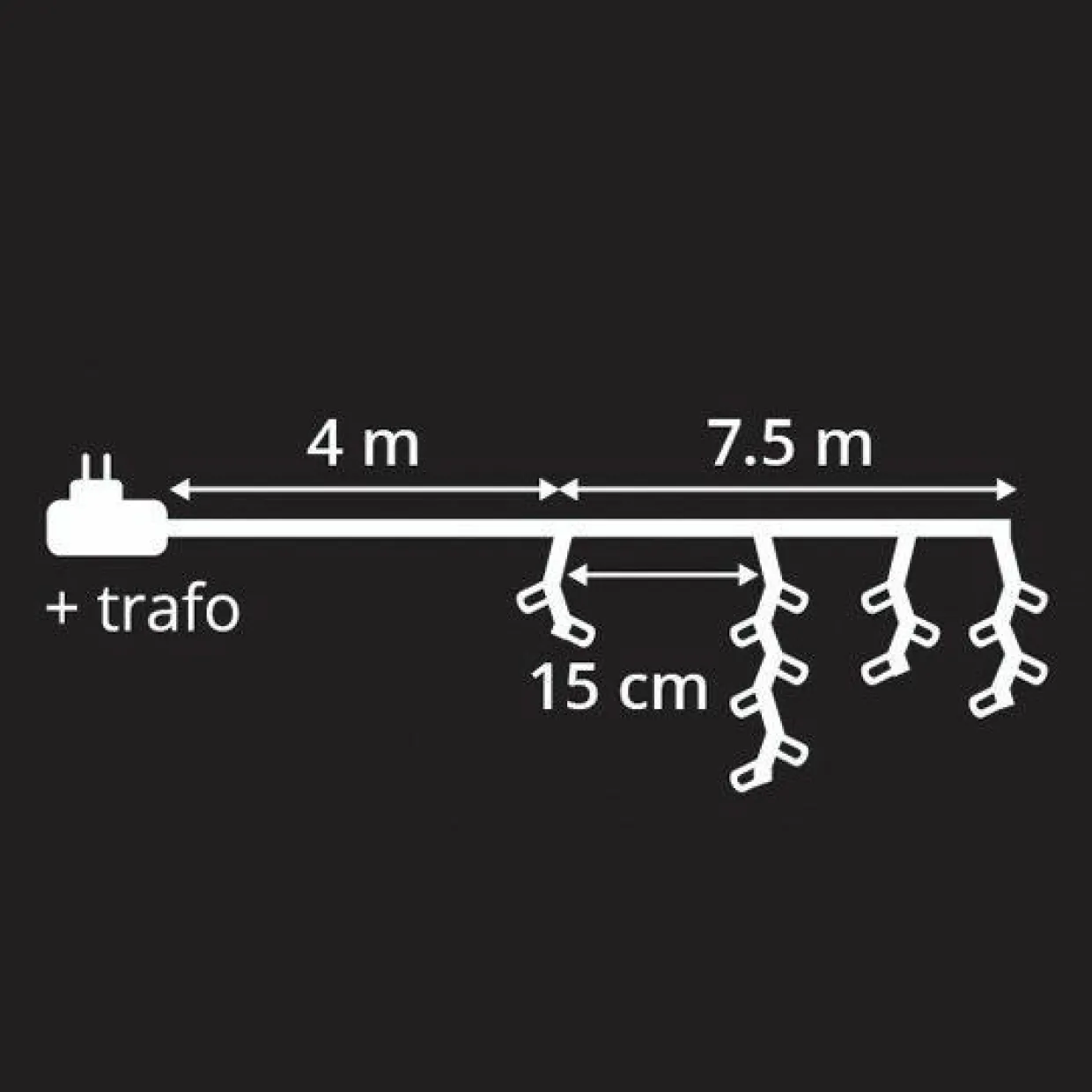 Stalactite lumineuse 7,50 m 175 LED câble transparent Multicolore