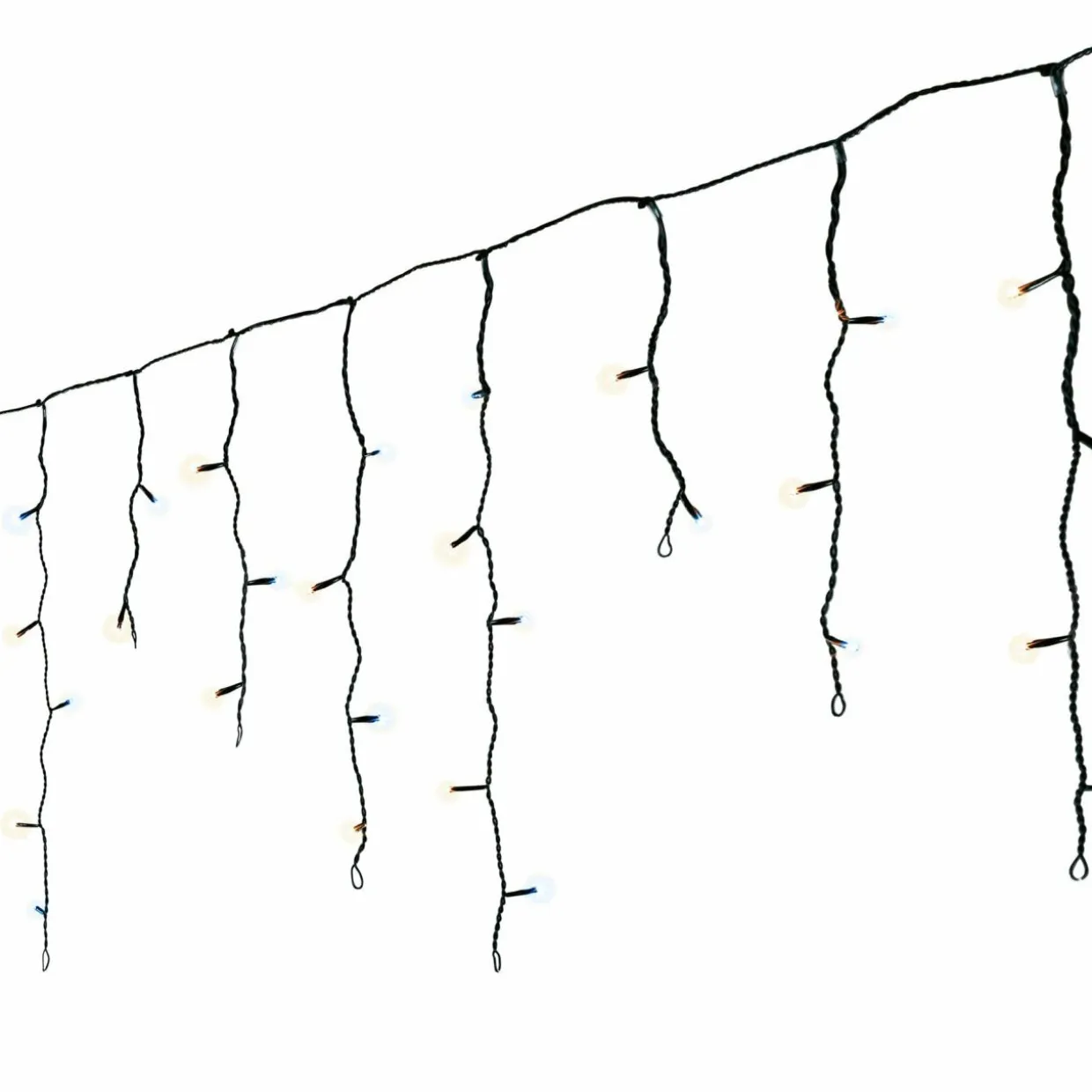 Stalactite lumineuse 20 m 490 LED câble noir Stars Bicolore Blanc chaud et froid