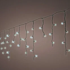 Stalactite lumineuse 30 m 900 LED câble noir Stars Grande hauteur XL Timer Blanc froid