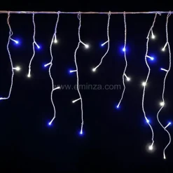 Stalactite lumineuse 7,50 m 175 LED câble blanc Stars Bicolore Bleu et blanc froid
