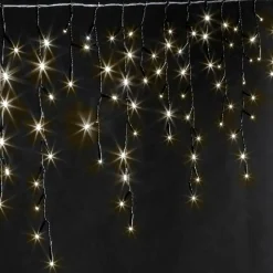 Stalactite lumineuse 11 m 259 LED câble noir Stars Blanc chaud