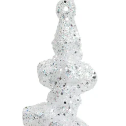 Stalactite à suspendre (H25 cm) Glace Blanc pailleté