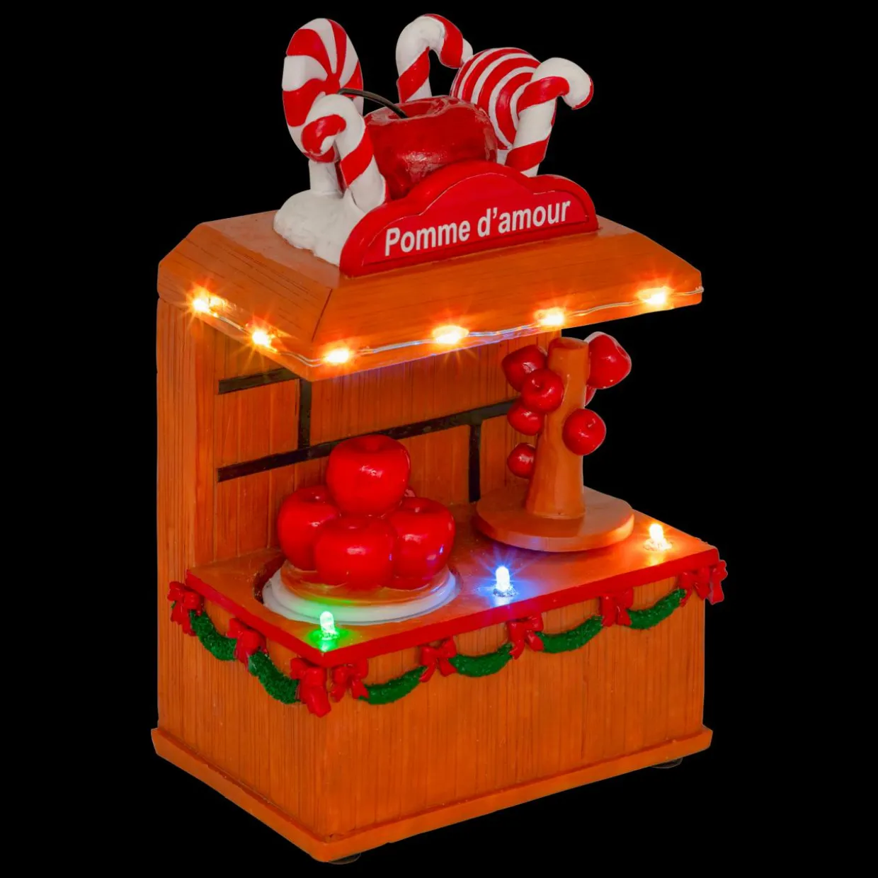 Stand lumineux et animé à piles (H11 cm) Pomme d'amour
