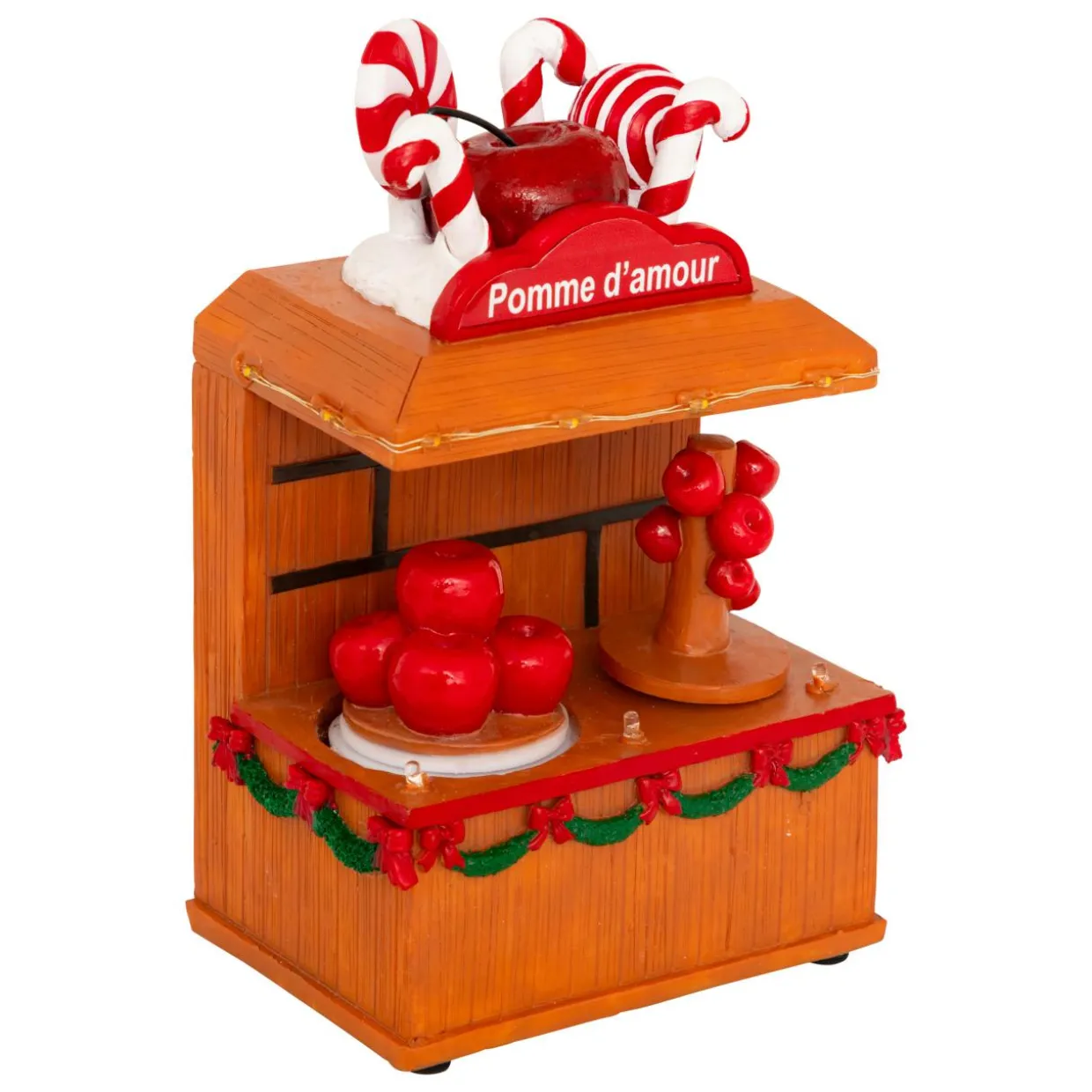 Stand lumineux et animé à piles (H11 cm) Pomme d'amour