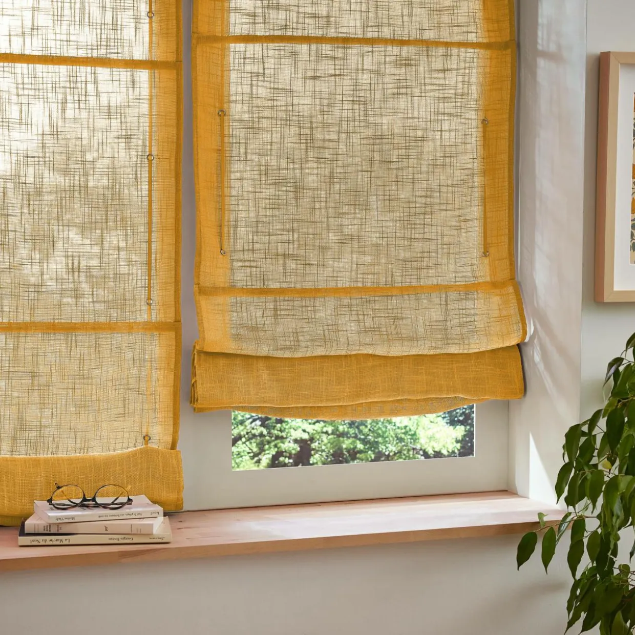 Store bateau passe tringle (45 x 180 cm) Robin Jaune ocre
