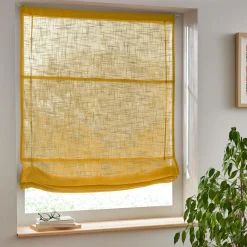 Store bateau passe tringle (90 x 180 cm) Robin Jaune ocre