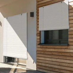 Store enrouleur extérieur effet rotin (150 x 180 cm) Tanoa Blanc