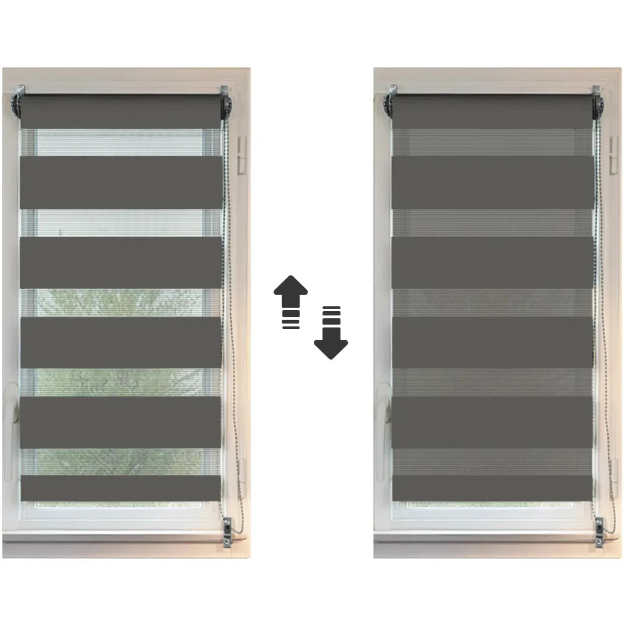 Store enrouleur Jour/Nuit (90 x 180 cm) Gris Anthracite