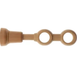 Support tringle double fixe bois (L21.5 cm /D28 mm) Nils Beige Vernis