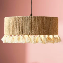 Suspension cercle à pompons et corde (D35 cm) Airo Naturel