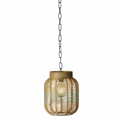 Suspension de jardin solaire résine tressée LED (D20 cm) Toscane Vert
