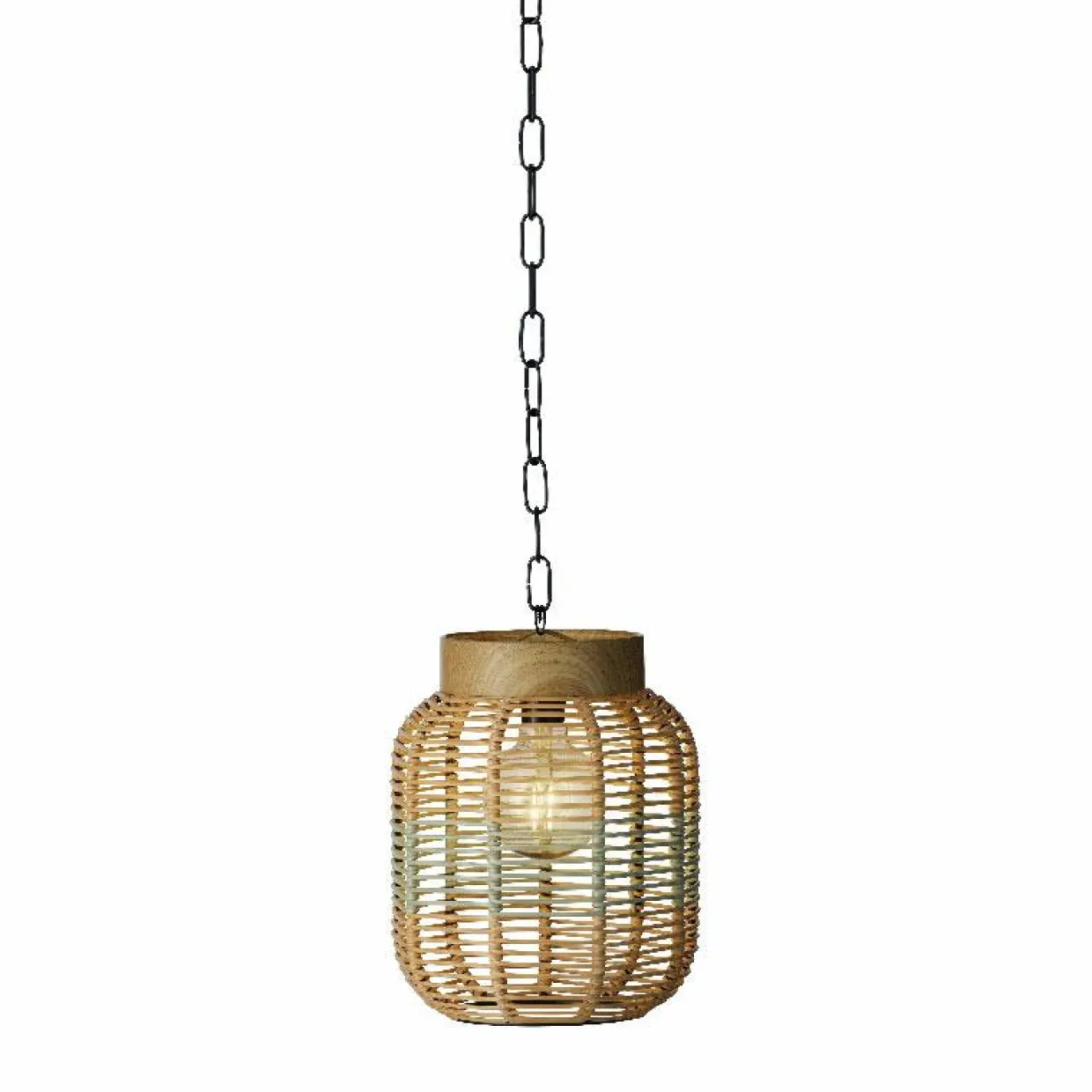 Suspension de jardin solaire résine tressée LED (D20 cm) Toscane Vert