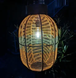 Suspension de jardin solaire résine tressée LED (D27 cm) Toscane Vert