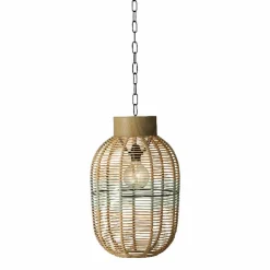 Suspension de jardin solaire résine tressée LED (D27 cm) Toscane Vert