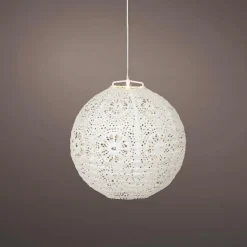 Suspension de jardin solaire (H23 cm) Lanterne ajourée Blanche