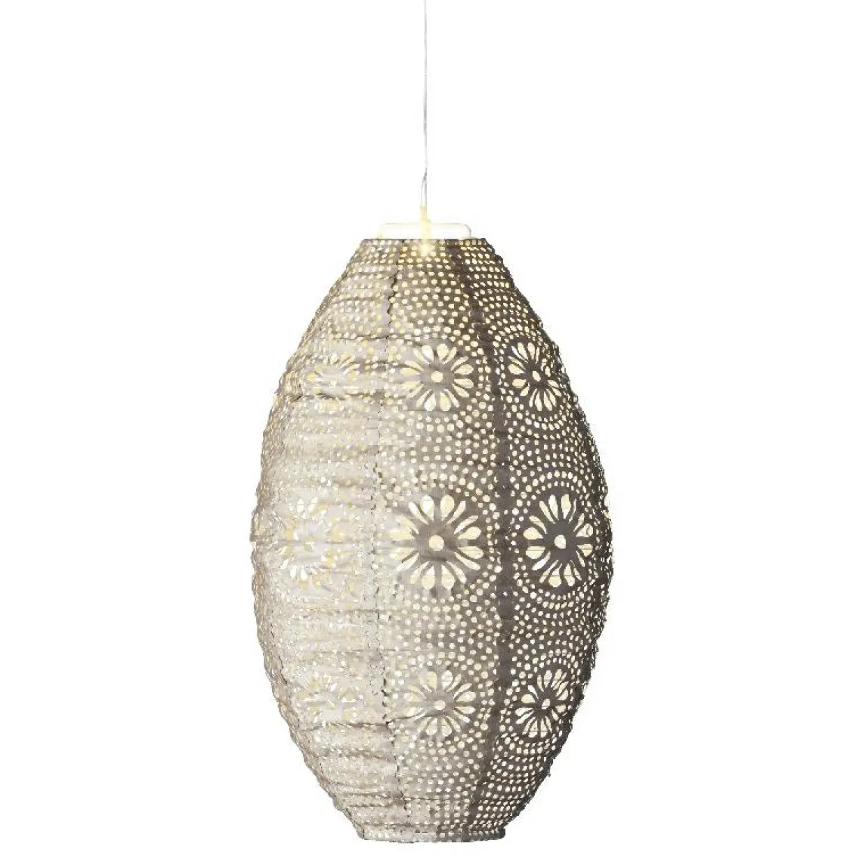 Suspension de jardin solaire (H38 cm) Lanterne ajourée Marron clair
