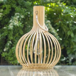 Suspension de jardin solaire LED (H40 cm) Bambou Beige naturel