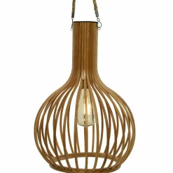 Suspension de jardin solaire LED (H40 cm) Bambou Beige naturel