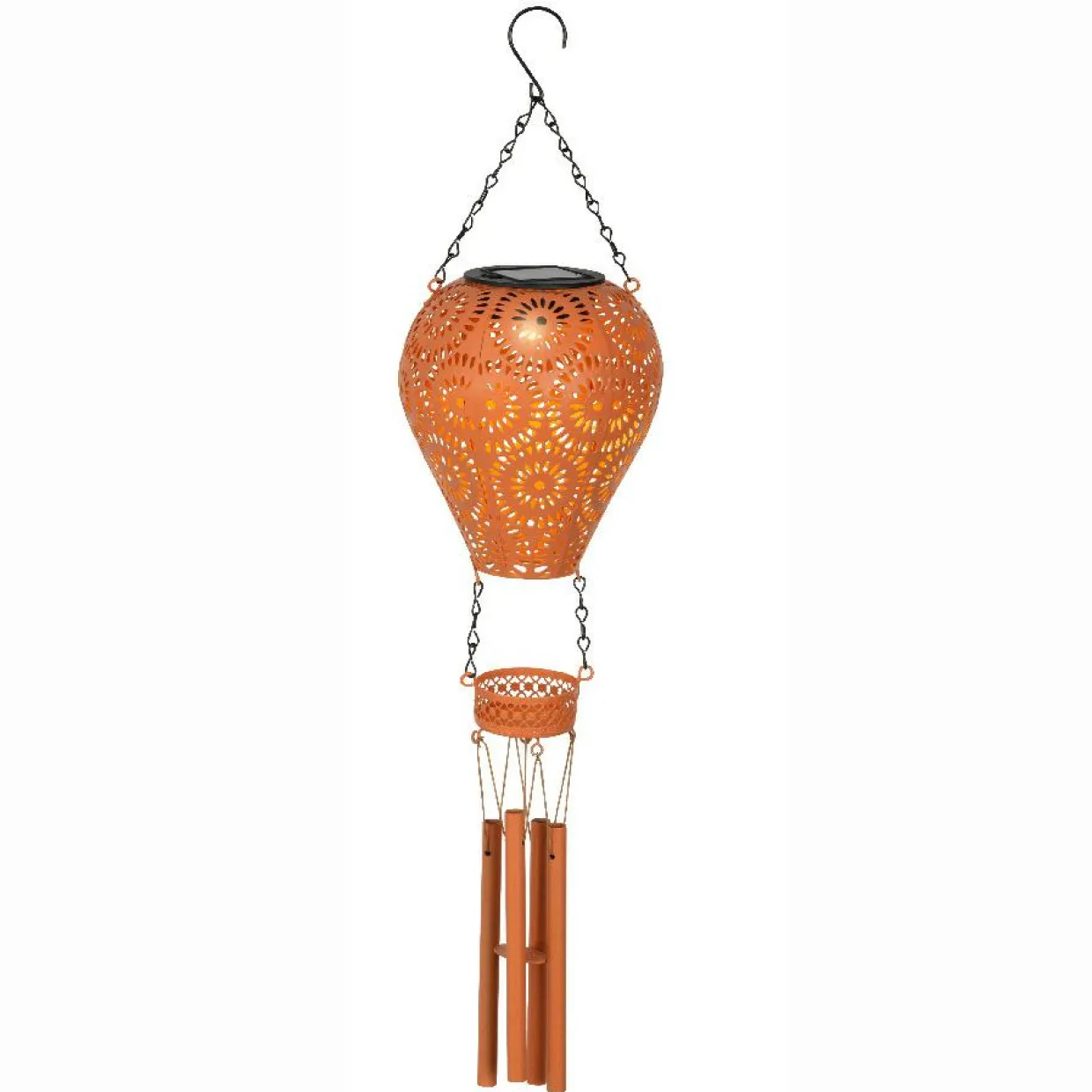 Suspension de jardin solaire LED (H56 cm) Montgolfière Orange