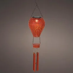 Suspension de jardin solaire LED (H56 cm) Montgolfière Rouge