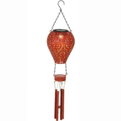 Suspension de jardin solaire LED (H56 cm) Montgolfière Rouge