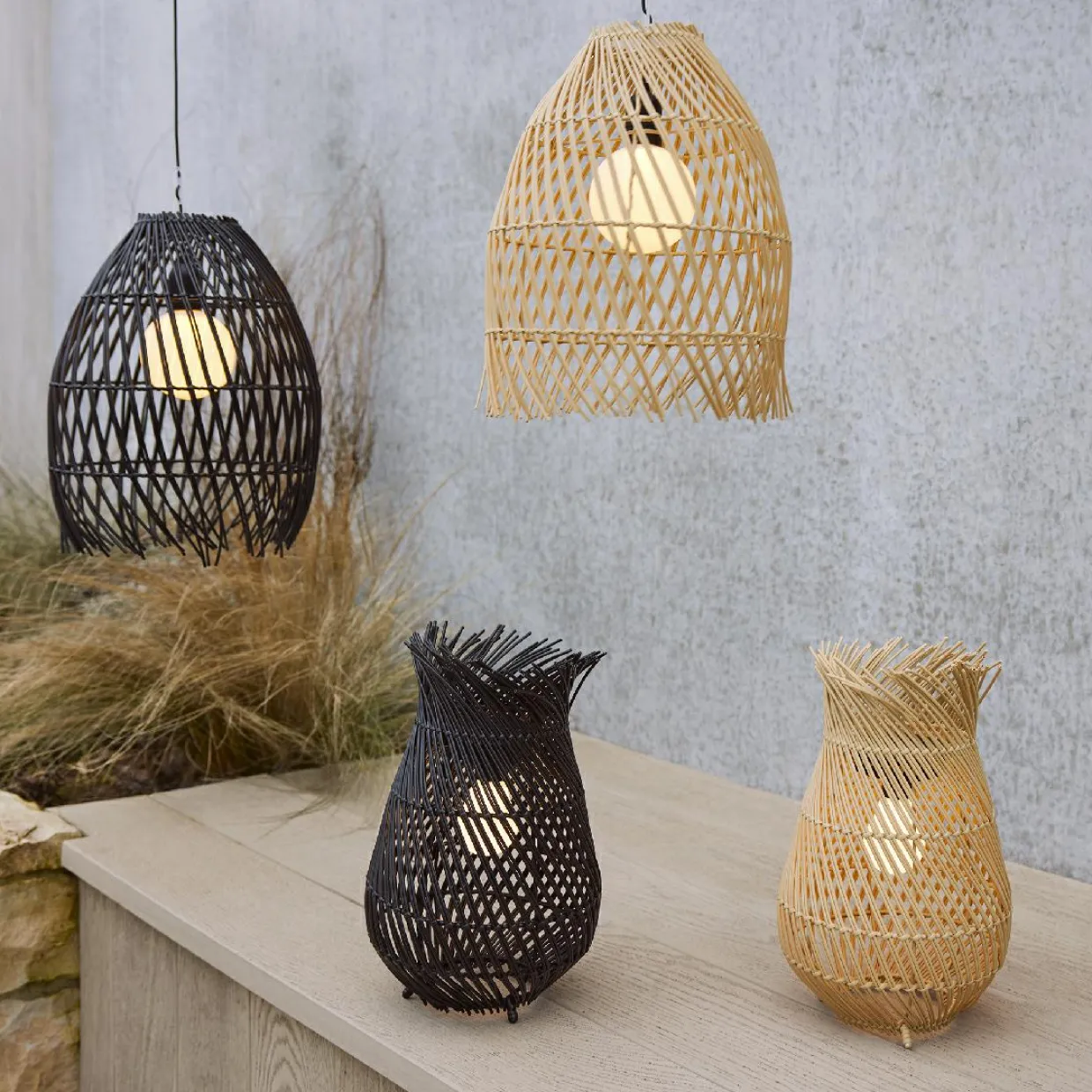 Suspension de jardin solaire LED (D28 cm) Tropical Naturel