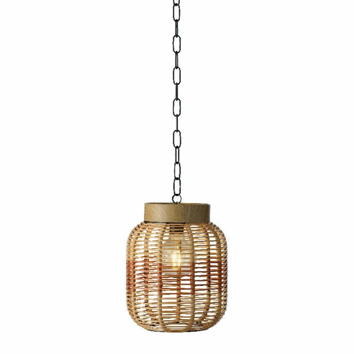 Suspension de jardin solaire résine tressée LED (D20 cm) Toscane Terracotta