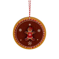 Suspension de Noël en bois (D9 cm) Rondin Pain d'épices Marron