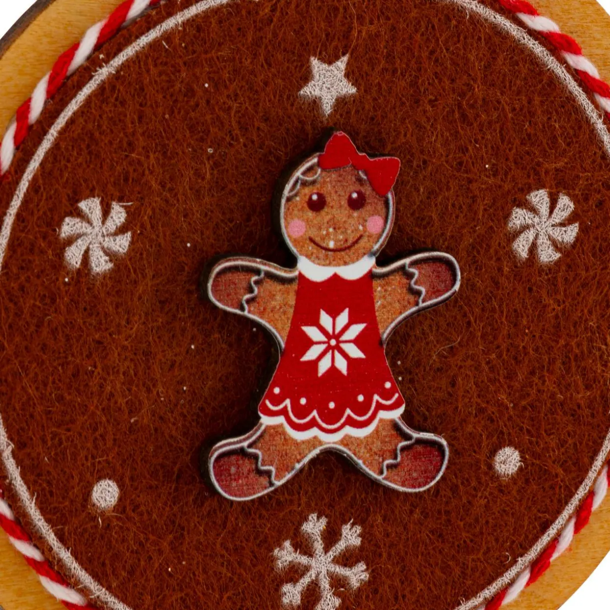 Suspension de Noël en bois (D9 cm) Rondin Pain d'épices Marron