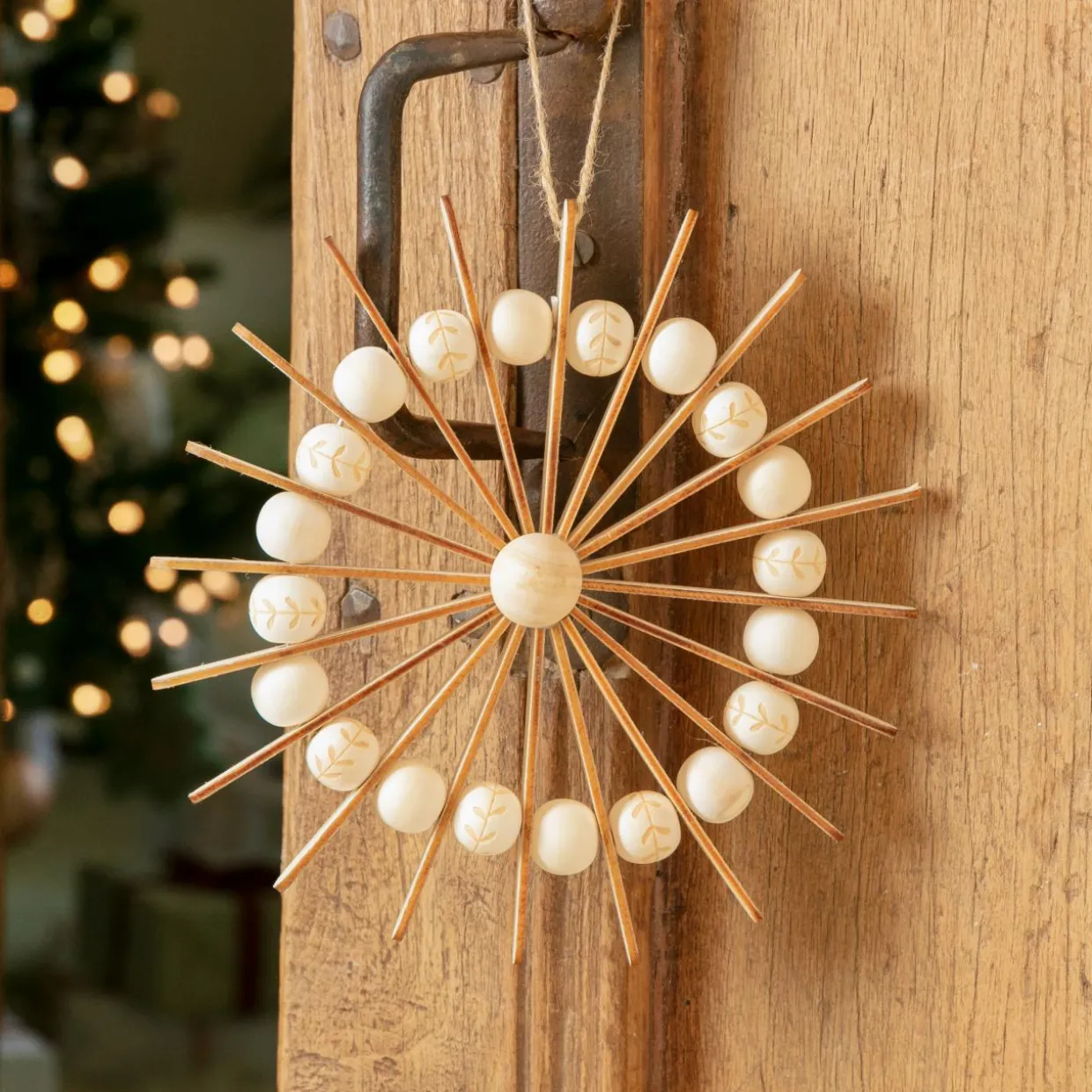Suspension de Noël en bois (D20 cm) Sandinave Beige