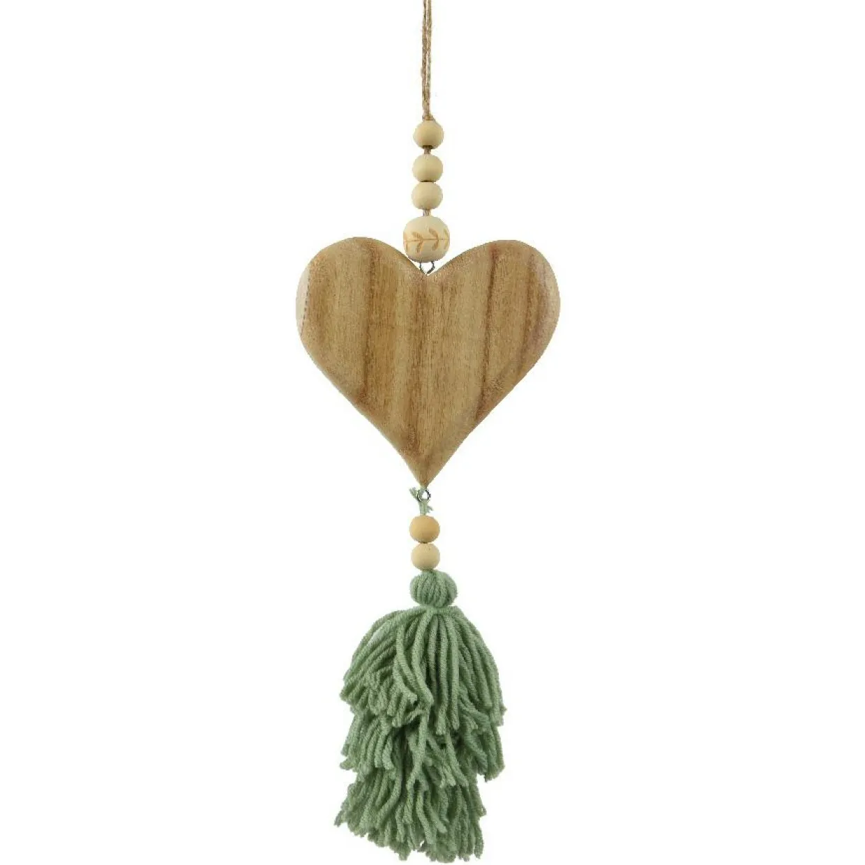 Suspension de Noël en bois (H25 cm) Coeur en bois Vert matcha