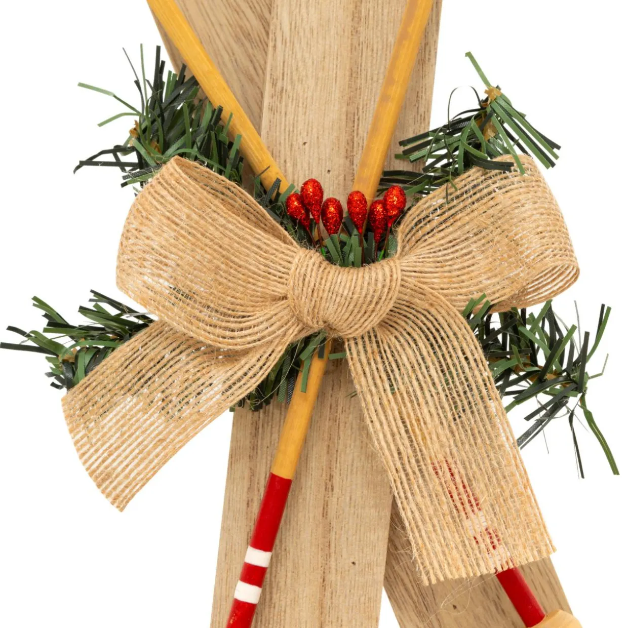 Suspension de Noël en bois (H45 cm) Paire de ski Naturel