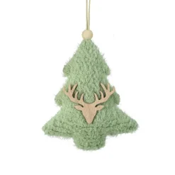 Suspension de Noël en bois (H15 cm) Sapin fourrure Vert menthe