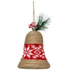 Suspension de Noël en jute (H9 cm) Cloche du village