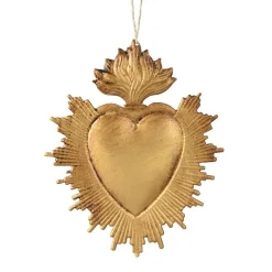 Suspension de Noël en metal (H14 cm) Coeur Exvoto Doré