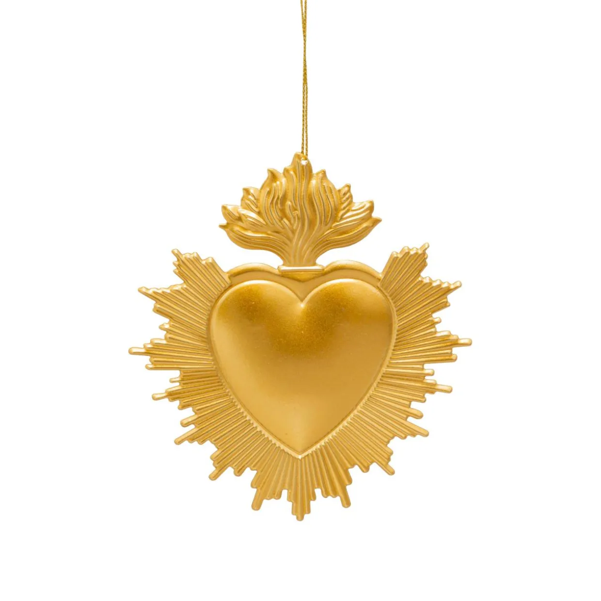 Suspension de Noël en métal (H14 cm) Cœur Exvoto Doré