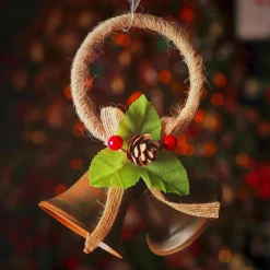 Suspension de Noël en métal (H10 cm) Clochettes d'antan Marron