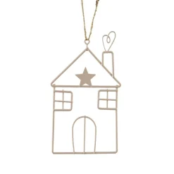 Suspension de Noël en métal (H13 cm) Maison d'hiver Rose