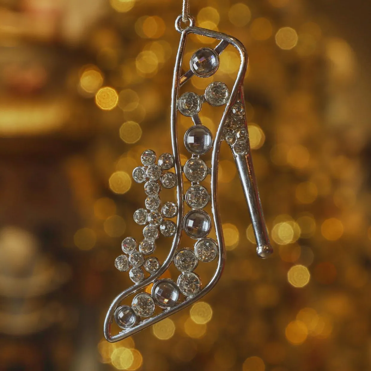 Suspension de Noël en métal (H11 cm) Paris strass Argenté