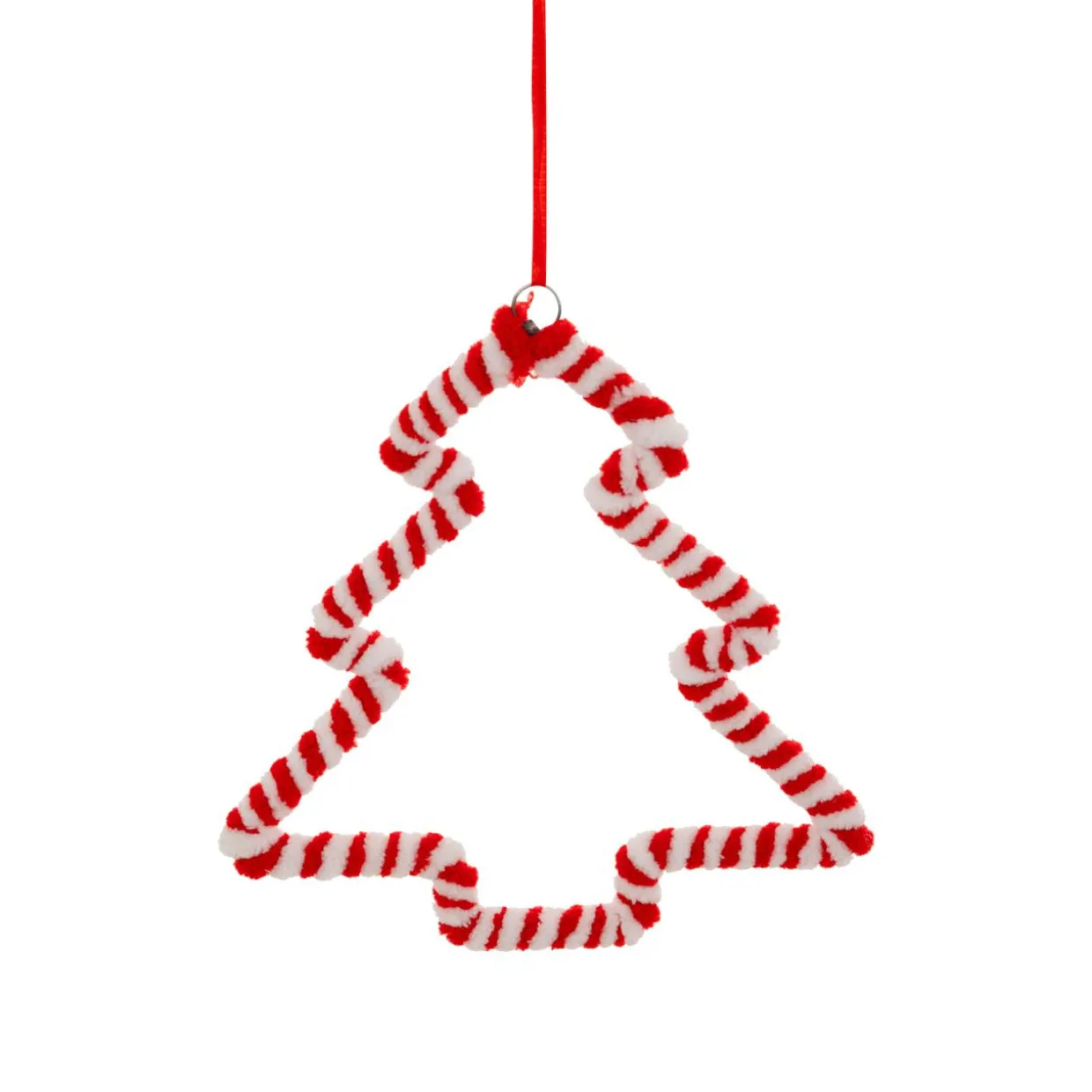 Suspension de Noël en métal (H15 cm) Sapin sucre d'orge Rouge et blanc